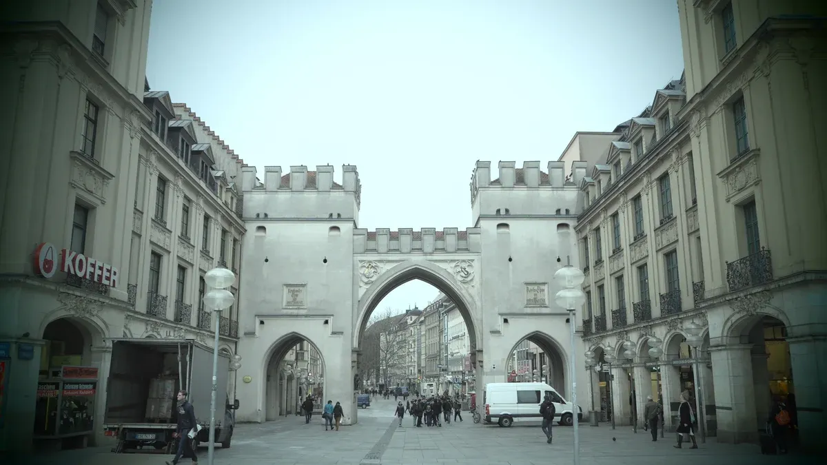 The Karlstor gate at Karlsplatz in Munich, the meeting point for Neuschwanstein coach tours from Munich, Bavaria