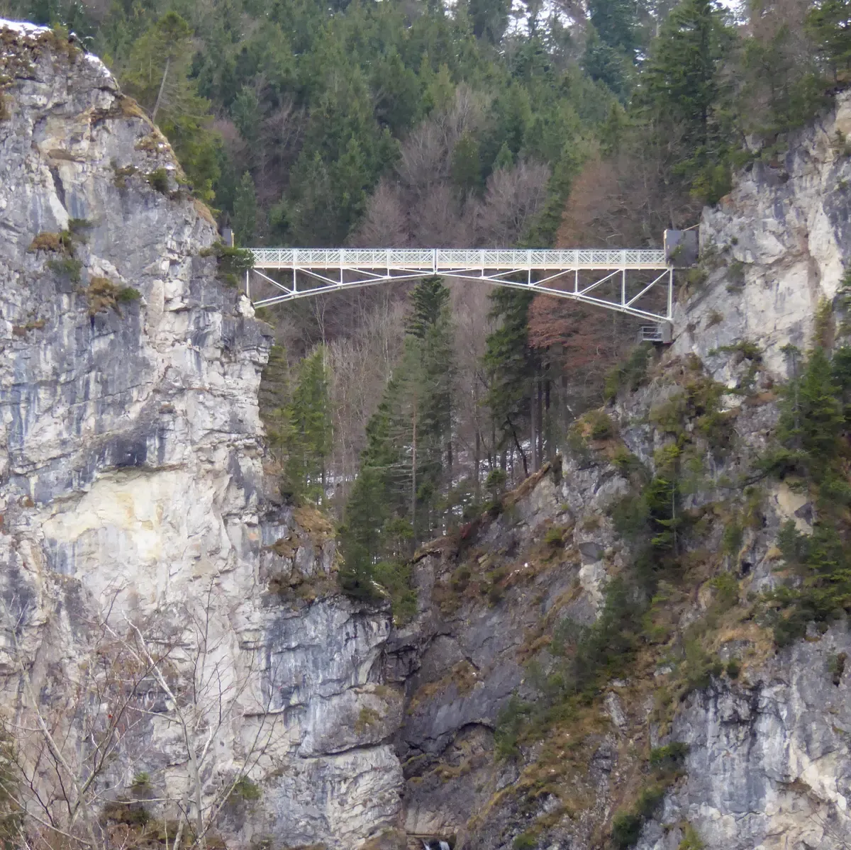 The Marienbrücke footbridge over the Pöllat gorge, the viewpoint on every Neuschwanstein castle tour from Munich, Bavaria
