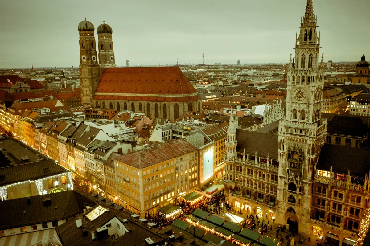 The Christmas market on Marienplatz, the end of the winter Neuschwanstein tour from Munich, Bavaria