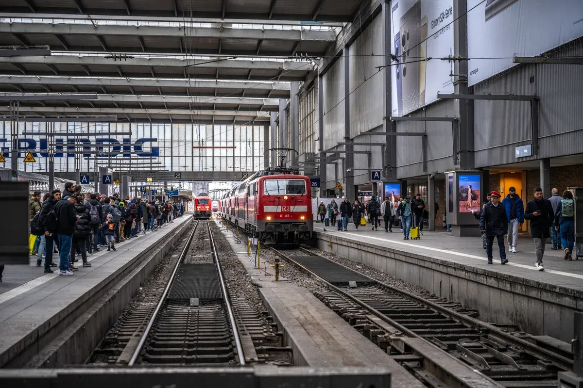 A regional train at Munich Hauptbahnhof, start of a Neuschwanstein day trip from Munich by train, Bavaria